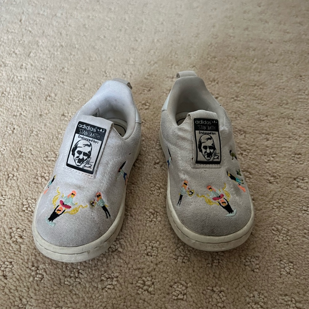 Adidas Stan Smith White Slip-On Sneakers - toddler size 5
